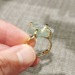 Raw Aventurine Stone 4 prong Ring